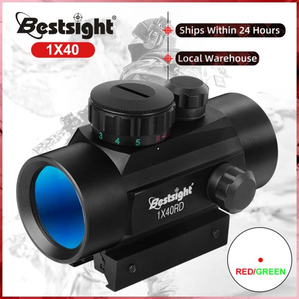 Scopes 1x40 Red Dot Scope Sehung Taktischer Gewehr Grüne roter Punkt Kollimator Punkt mit 11 mm/20 mm Schienenhalterung Airsoft Air Hunting