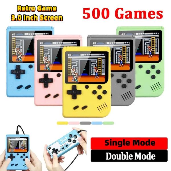 Мини -портативные консоли видеоигр 8 бит 3,0 дюйма цветного ЖК -ретро -портативного игрового игрока встроенный в 500 игр для детей 240419