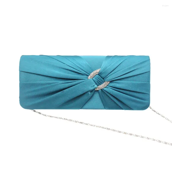 Umhängetaschen Klassische Vintage Rechteck kleine Klumpen Silber Farbkette für Frauen Prom Party Abend Mode Satins Clutch Clutch