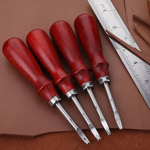 Leathercraft 1pc Leatra Edge chanfro de desperdício Ferramenta de artesanato manual de corte de faca com alça de madeira DIY Ferramentas