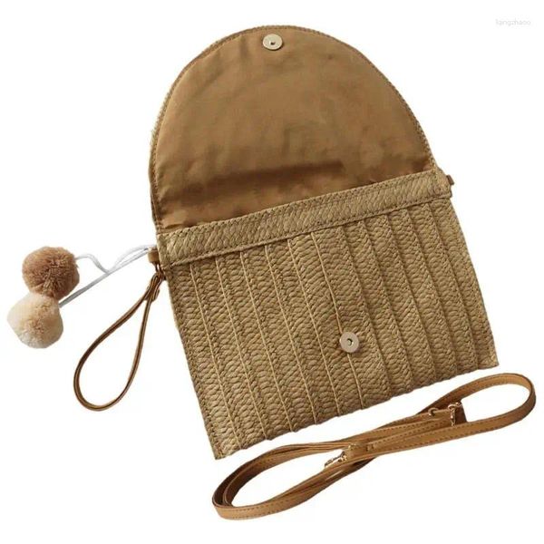 Aufbewahrungstaschen Strohstrandtasche Rattan Frauen Handtaschen wiederverwendbarer Sommerhandwebienkupplung mit mäßiger Kapazität für Reisekosmetik