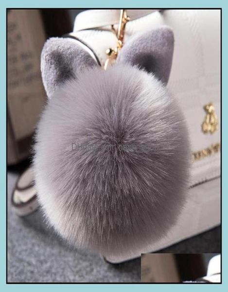 Keechains Accessori di moda Fur Pom Keechain Finino Chiave palla di coniglio Catena porta Clef Pompom de Fourrure Pompon Borsa Charms Bunny Ke2002896