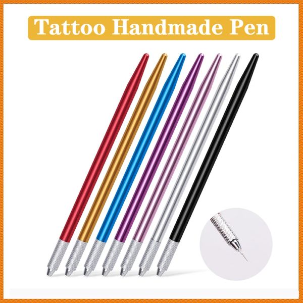 Maschine 10/20pcs Tattoo handgefertigter Semipermanent kosmetischer Augenbrauenmesserhalter Mikroblading Stift für flache oder runde Nadeln