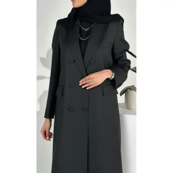 Herrenanzüge schwarze Schal -Revers -Frauen Blazer Summer Fashion Prom Party Hochzeit Langes Mantel Ein Stück Oberbekleidung Doppelbauer