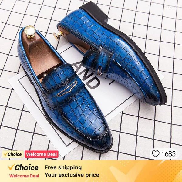 Casual Shoes Fashion Italienisch Plus Größe Männer Kleid Retro echte Leder Krokodile Getreide Party Hochzeitsrückschuhe