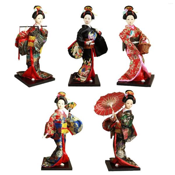 Estatuetas decorativas gueixas japonesas kimono boneca 12 polegadas de kabuki figura estátua de garota para gabinete mesa de estar estante de estar estante