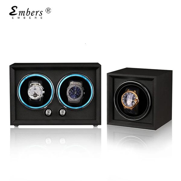 Embers Matte Black 1 2 Watch Winder Luxury Fashion Watch Shaker Watch Box Exquisit Single Slot Mabuchi Motro 240408