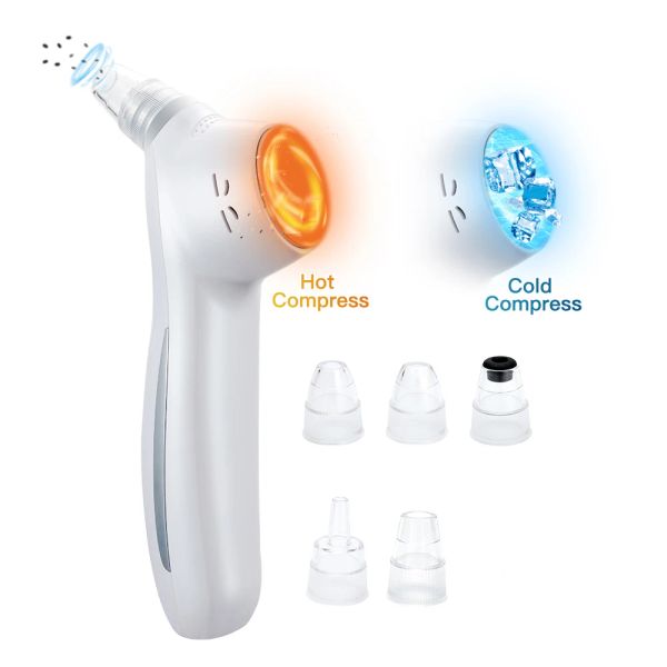 Scrubbers 5 em 1 Removedor de cravo Hot Fria Compress Ion Disposition Vibração Massagem contra pontos pretos Vacuum Hine Face Acne Pore Cleaner