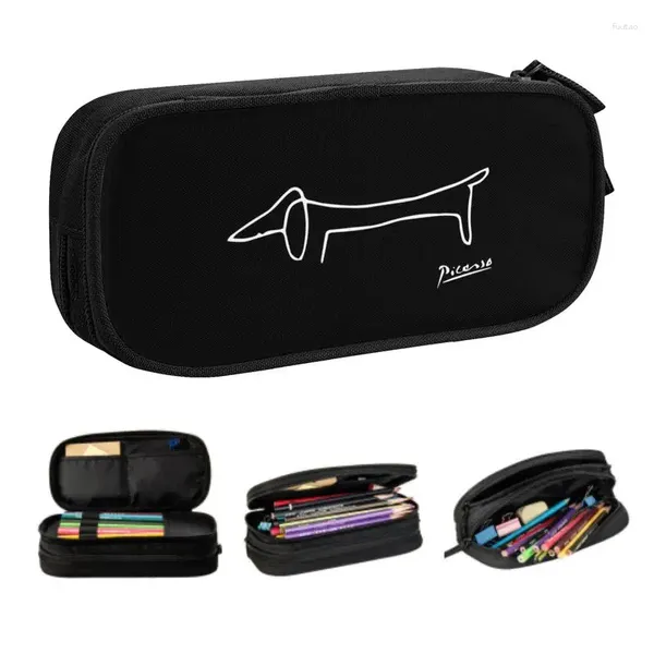 Sacchetti cosmetici carini pablo picasso dachsund dog gelses per ragazzi gilrs personali personalizzato di cartoleria per box a penna da stoccaggio personalizzato