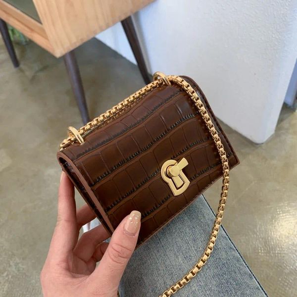 Umhängetaschen Crossbody für Frauen geneigt Krokodilmuster PU Leder Handtasche Mini Schwarze Kupplung Geldbeutel Damen Modes Bag