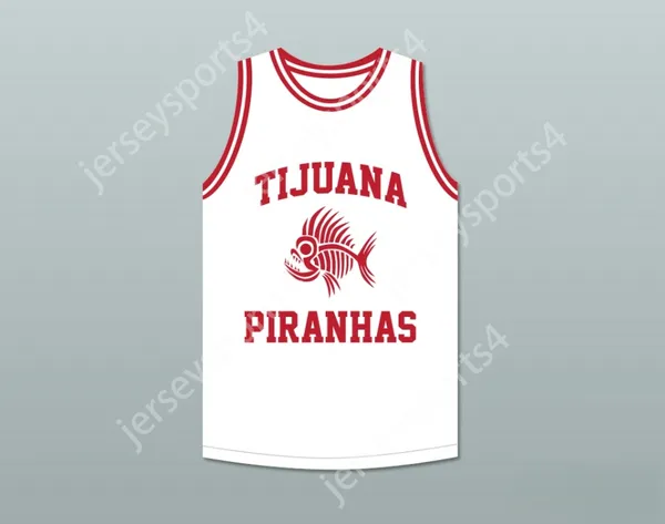 Número personalizado Número masculino Juventude/crianças Danny Trejo 5 Tijuana Piranhas Jersey White Basketball Jersey Mexican Team Top Stitched S-6xl