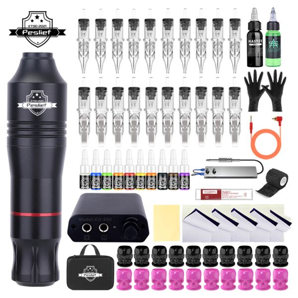 Maschine Neues professionelles Tattoo -Maschinen -Set Rotary Tattoo Pen Kit mit Patronen Nadeln Tattoo Gun Netzteil komplettes Tattoo Kit