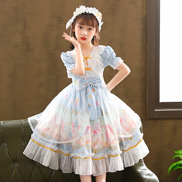 Lolita Girls Summer Dress Birthday Dress Dress Bilcchia per bambini vestito per bambini