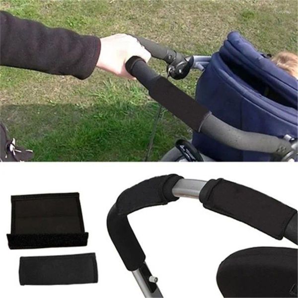 Kinderwagen Teile 2pcs/Paar Babyzubehör Frontgriff Pram Schwarz Neopren Magic Tape Stoßstange