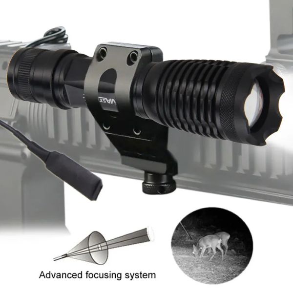 Escopos zoomable 850nm infravermelha lanterna de caça infravermelha ir visão noturna arma de tocha luz com mobina de rifle sem bateria