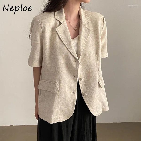 Jackets femininos Nepote 2024 Verão All-Match Blazer Blazer simples Moda simples Casa de colarinho Mulheres y2k Manga longa Tops soltos Mujer