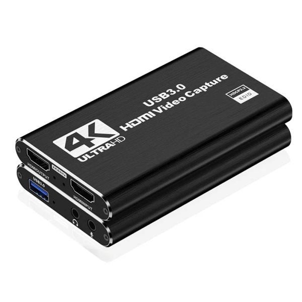 Lente USB 3.0 4K 1080p 60Hz Passe através da caixa de gravação de jogo HDMI de captura de vídeo para Câmera PS4 Câmera PC VIVO PLACA DE PLACA DE PLACA DE MIC