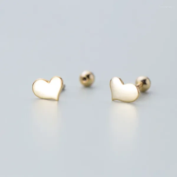 Orecchini per borchie mloveacc carina piccola cuore 925 vite in argento sterling per donne ragazze bambini gioielli di gioielli dorati