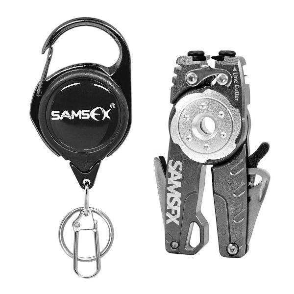 Acessórios Samsfx Fossa de amarra de nó de pesca com mosca, cortador de linha de 6 em 1 em 1, afiador de gancho de tungstênio cortador de pesca Ferramenta Tackle Tackle Tackle