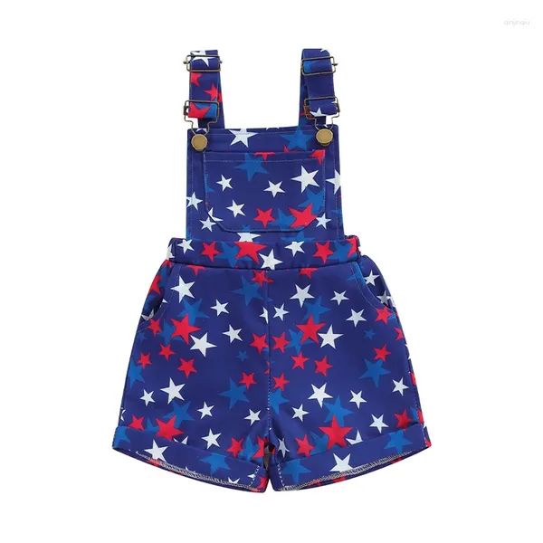 Kleidungsstücke Little Girls Boys Overalls Star Print Square Neck Verstellbar