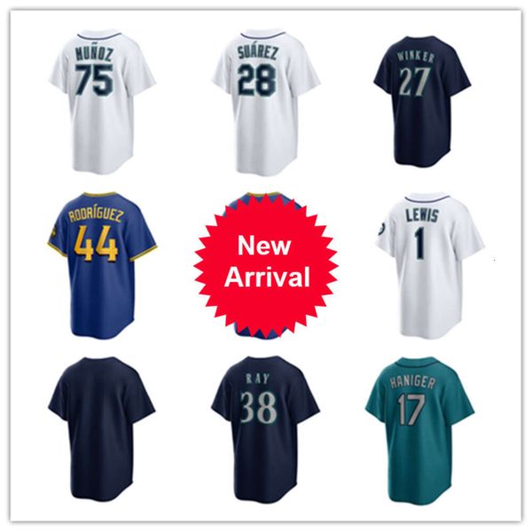 Seattle Custom Mariners Baseball Trikots Julio Rodriguez Ichiro Suzuki Ken Griffey Jr. Edgar Martinez Cal Raleigh 3 JP Crawford 17 Mitch Haniger