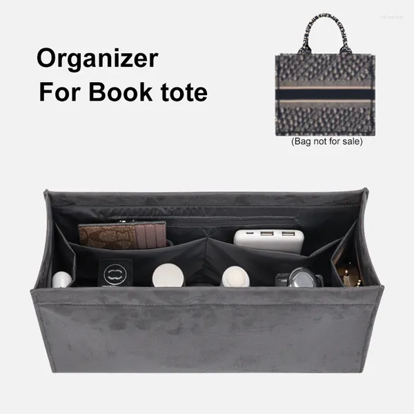 Aufbewahrungstaschen Plüsch Wildleder Einsatzbeutel Organizer für Booktote Damen Reise Liner Geldbeutel Make -up Toilettenartikel Kosmetische Innenschale