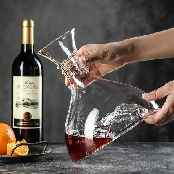 Vetro in cristallo senza piombo fatto a mano grande vino rosso decanter per decanter per la casa in pentola impostato iceberg 240419