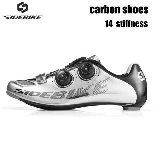 Schuhbahnen Sidebike Carbon Cycling Schuhe Roadbike Schuhe Ultraleichte Stollenschuhe Männer Sneaker Selbstverschiebung auf Schnürung