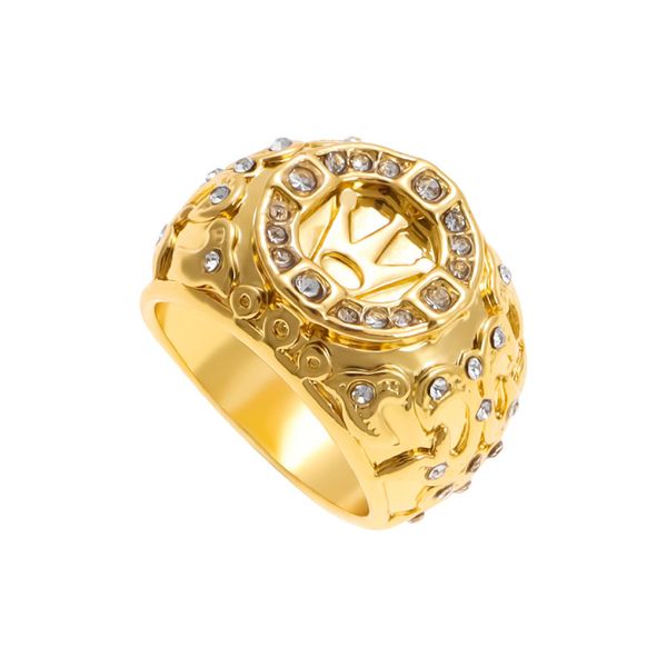 Designer de vendas a quente Love Luxury 18K Gold Plated Crown Ring for Men Special Vintage esculpido anel de diamante