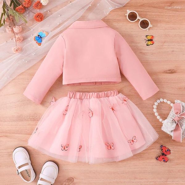 Set di abbigliamento per bambini da 3 pezzi outfit manica camisole e galla stampa a farfalla a manica lunga set