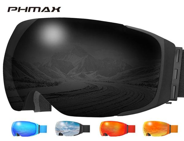 Phmax Winter Antiuv Snowboard Goggles Occhiali da sole Antifog Yellow Lens Ski con maschera maschere Snow Skiing Glasses2815622