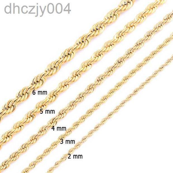 Chain de corda com corrente de alta qualidade colar de aço inoxidável para homens homens de moda de ouro Twisted Jewelry Gift 2 3 4 5 6 7mm 5Imr