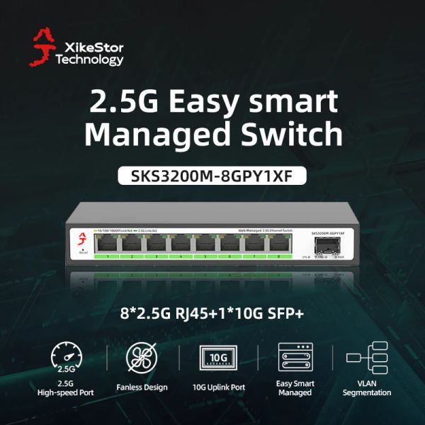 Управление Xikestor 8port Multigigabit 2,5 Гбит / с Ethernet Network Easy Smart Managed Switch Home Lab Hub Internet Splitter Plug и Play