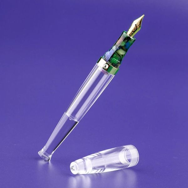 Pens Majohn S5 -Fonte Resina Pen Dotper Pen transparente Iridium 0,38/0,5 mm Largecapacity armazenamento de canetas de escritórios escolares
