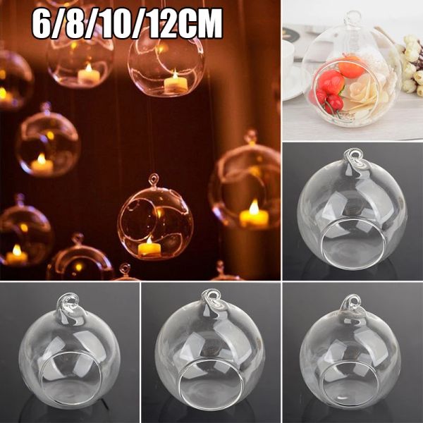 Kerzen 6/8/10/12 cm romantische klare Glas runde hängende Kerzen -Teehalter Home Globe Formglas Kerzensee Teelicht Heiße