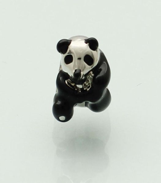 Jóias personalizadas preto fofo panda animal europeu metal charme de mulheres pulseira de senhoras com grande buraco chamilia compatível7591828