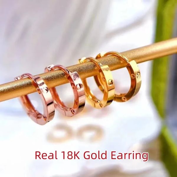 Ohrringe Muzhi Real 18k Gold Ohrring für Frauen rein Au750 Ohrring Clip Clasp Design Einfache Mode fein Schmuck Geschenk