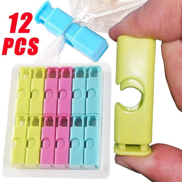 Organisation 12/1pcs Lebensmittelversiegelungsklammern Brot Aufbewahrungstasche Clips für Snack -Wrap -Taschen Federklamm