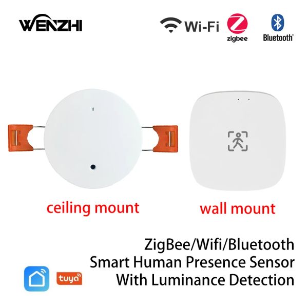 Controle wifi/zigbee/bluetooth mmwave presença humana sensor de movimento com luminância/distância de detecção tuya smart vida automação residencial automação