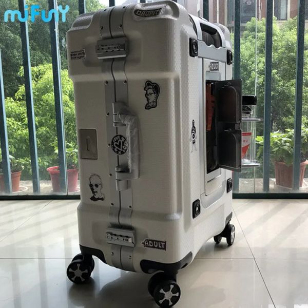 Gepäck Mifuny Aluminium Rahmen Trolley Hülle mit Tassenhalter männlicher Reisekoffer mit Rädern Rollende Gepäck Frau weibliche Gepäckschachtel