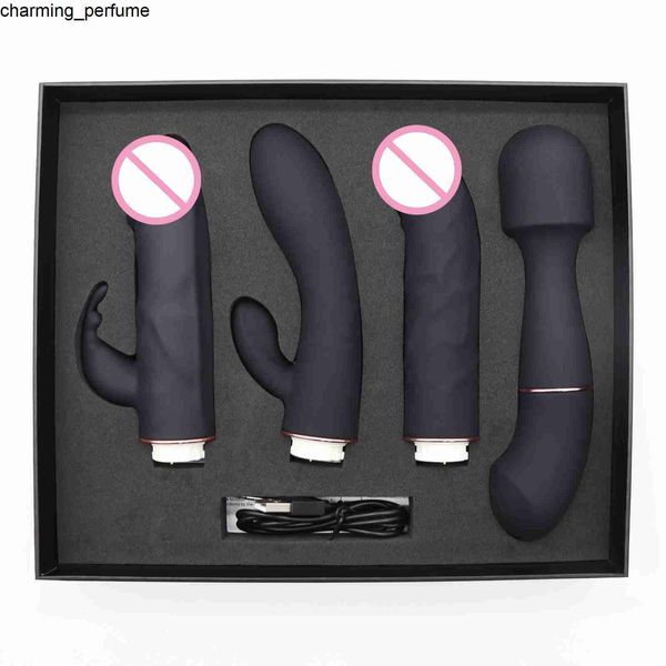 Giocattoli sexy 4 vibranti intercambiabili g spot clitoride silicone wireless dildo giocattoli sexy bacchetta massaggio per donna vibratore vagina