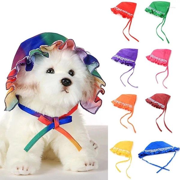 Dog Apparel Summer Pet Hat Moda e Cutelace Tie Sun Ornament para materiais de viagem ao ar livre