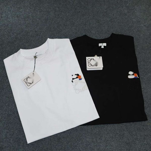 Loewees Tirl Designer Tee Luxury Fashion Mass camisetas com marca de panda bordado celebridade de mangas curtas para homens e mulheres tendência versátil