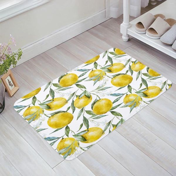 Tapetes frutas folhas amarelas retro cozinha tapete sala de estar decoração carpet home corredor hall de entrada de capacho anti slip tapete