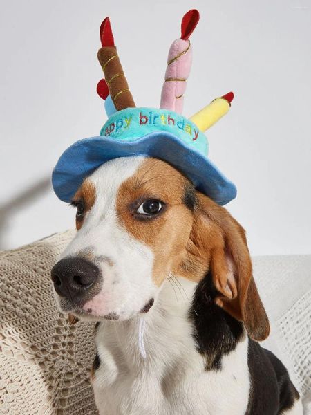 Vestuário de cachorro fofo gato bolo de aniversário chapéu de boné de gorjeta com 5 cores Party de design de velas