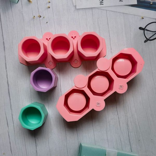 Cerâmica Silicone Potting Mold Diy Flower Pot Gypsum Mold Storage Caixa Fazendo molde de gesso decoração caseira quadrada Coração redondo Copo de gelo