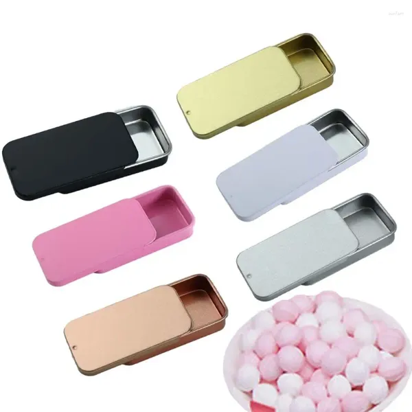 Garrafas de armazenamento jóias retangulares latas vazias estojo de doces sólido perfume mini sobrancelha caixa de sabão ferro organizador de lata de lata