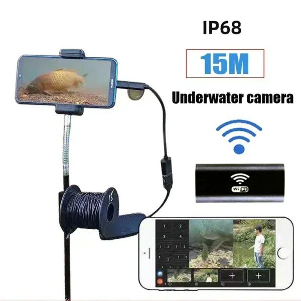 Finder 15m HD Câmera subaquática 5 megapixels Dispositivo de pesca visual IP67 Tablet de telefone celular à prova d'água 8LED Illuminated Finder Finder