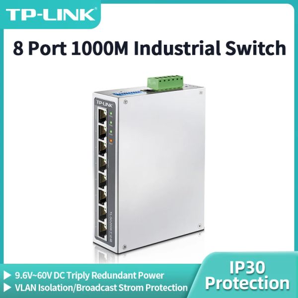 Switches tPlink 8 Port Gigabit Industrial Ethernet Switch 1000Baset Industry DIN RAIL WALL MOTTED Hub Internet Splitter TLSG2008