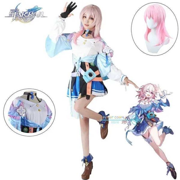 ANIME FRECHES GOGO HONKAI STAR RAIL 7 de março Cosplay Come Come elegante Roupa de uniforme para mulheres Wig Lovely Cosplay Cosplay Sexy Dress Wig Y240422